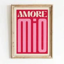 1pc Modern Colorful Print Amore Mio Poster Wall Art Love Canvas Painting For Living Room Home Decor Valentine's Day Gift Idea No Frame, Valentine's Day