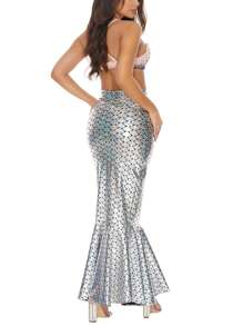 Women's Halloween Mermaid Costumes Featuring A High-Waisted Form-Fitting Fishtail Skirt Perfect For Cosplay Masquerade Role-Playing Party Attire