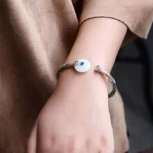 Bransoletka mankietowa Vintage Bamboo Knot Design dla kobiet, minimalistyczny otwarty kłódka bezpieczeństwa, styl chiński