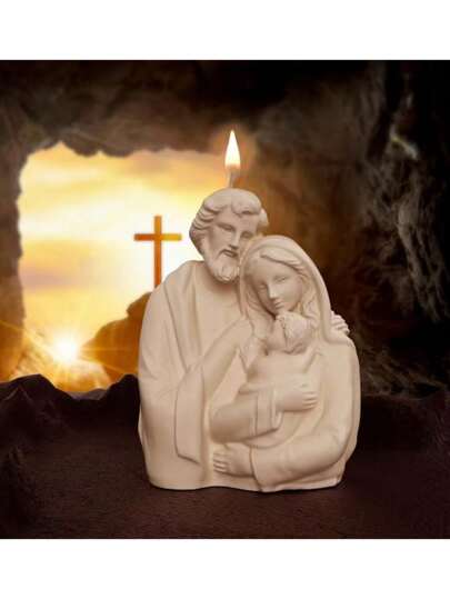 Jesus, Holy Family Figurine Molds For Scented Candles, Silicone 3D Sculpture, DIY Plaster Statue Crafting Accessories
