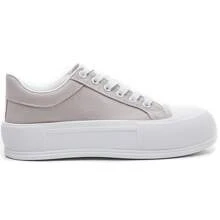 Canvas Sneaker With Chunky Sole And Classic Details - Khaki - View 3