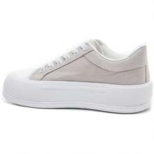 Canvas Sneaker With Chunky Sole And Classic Details - Khaki - View 2
