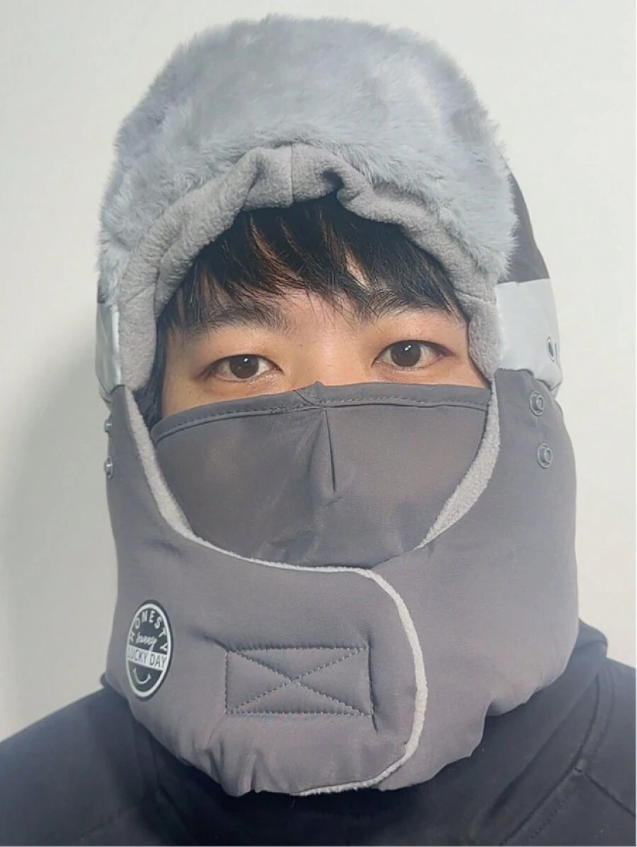 Berretto da sci da uomo con paraorecchie antivento, cappello bomber, caldo e invernale con fodera in cotone, adatto per ciclismo, guida di veicoli elettrici, cappello con isolamento spesso