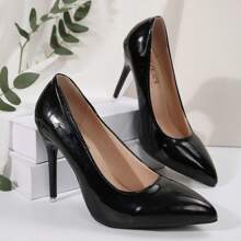 Stilettos cómodos y con estilo para mujer, zapatos casuales versátiles y elegantes de tacón alto - Negro - Ver 7