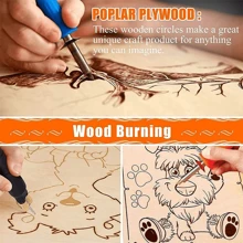 20 件各种尺寸 1-16 英寸空白木环、未完成木圈、DIY 工艺用品、家居装饰、手工材料、绘画和绘图木盘 - 黃色 - 查看 4