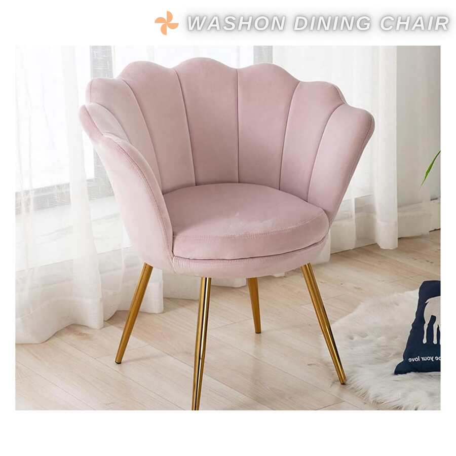 WAHSON OFFICE CHAIRS 1PC Wahson Velvet Armchair Armchair With Gold Legs, Comfortable Bedroom Armchair Relax Chair For Living Room/Bedroom - Màu Hồng baby - Xem 1