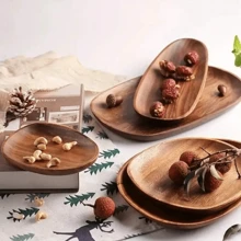 1pc Rosewood Solid Wood Dinner Plate, Wooden Asymmetric Shaped Breakfast Tray, Wooden Dessert Platter, Multi-Function Snack Tray, Decorative Fruit Plate, Washable Food Plate, Coffee Cup & Milk Tray, Tea Cup Tray, Cake Plate, Cheese Plate For Home, Creative Bread Plate, Indoor Decor, Kitchen Food Display Plate - Yellow - View 4