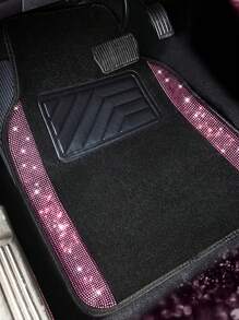 Bling Diamond Car Floor Mats Full Set, Shining Rhinestone Carpet Sparkly Glitter Crystal With Anti-Slip PVC Heel Pad Waterproof Universal Fit Automotive SUV,Sedan,Van,Cute Girl Women With Anti-Slip Pad,4pcs Pink/Withe/Black/Blue - Multicolor - View 6