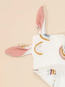 1pc Baby Drool Bib, Floral Print Soft Double-Layer Muslin Cloth Drool Bib With Bunny Ears - Multicolor - View 7