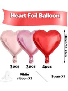 10pcs/Set 18inch Heart Shaped Foil Balloon In Gold, White, Red, Pink, Blue, Cream, Light Gold, Black - Perfect For Birthday Party, Wedding, Valentine's Day, Anniversary, Bridal Shower, New Year Party Decoration, Room Decor, Photo Props - Multicolor - View 4