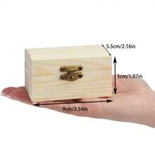 Pequeñas cajas de madera con tapa con bisagras, cierre frontal, caja de joyería vintage de sobremesa, accesorios hechos a mano, caja de almacenamiento con cerradura, caja de joyería sin pintar (cuadrada), accesorios para anillos, caja del tesoro pintable para manualidades, fiestas de cumpleaños y regreso a la escuela