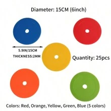 25pcs Flat Design Marker Discs In 5 Colors For Football/Basketball Court, Mixed Colors - Multicolor - View 3