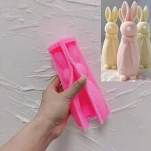 Flocked Rabbit Silicone Candle Molds Bowknot Bunny Silicone Mold Animal Bunnies Wax Mould Easter Home Decor
