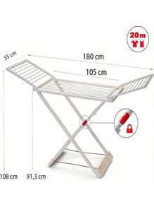 Tendedero Plegable Blanco Con Alas - Resina Sistent - Cierre De Seguridad - Resistente Al Sol Y A La Intemperie, Incluye 20 Clips(180x108x55cm) - Grün - 查看 3