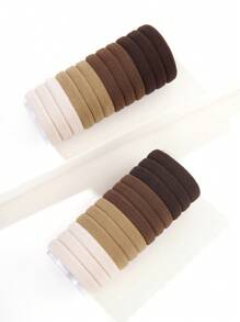 24pcs/Set Coffee Ombre Elastic Hair Tie For Women, Simple And Elegant Style With High Stretch And No Trace Casual,Woman Head Accessories, Woman Hair Accessories Hair Ties Ponytail Holders Hair Elastics Hair Rubber Bands Scrunchies Hair Rope, Hair Bobbles Gym Beauty Makeup Woman Accessories Elastic Band - Coffee Brown - View 8