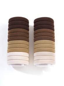 24pcs/Set Coffee Ombre Elastic Hair Tie For Women, Simple And Elegant Style With High Stretch And No Trace Casual,Woman Head Accessories, Woman Hair Accessories Hair Ties Ponytail Holders Hair Elastics Hair Rubber Bands Scrunchies Hair Rope, Hair Bobbles Gym Beauty Makeup Woman Accessories Elastic Band - Coffee Brown - View 1