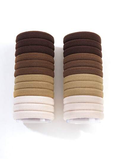 24pcs/Set Coffee Ombre Elastic Hair Tie For Women, Simple And Elegant Style With High Stretch And No Trace Casual,Woman Head Accessories, Woman Hair Accessories Hair Ties Ponytail Holders Hair Elastics Hair Rubber Bands Scrunchies Hair Rope, Hair Bobbles