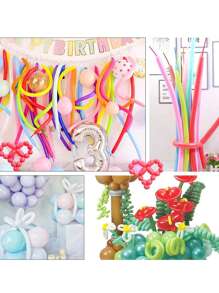 20/50个马卡龙长气球多色扭曲气球DIY造型长魔术气球带免费泵用于婚礼情人节生日节日派对装饰