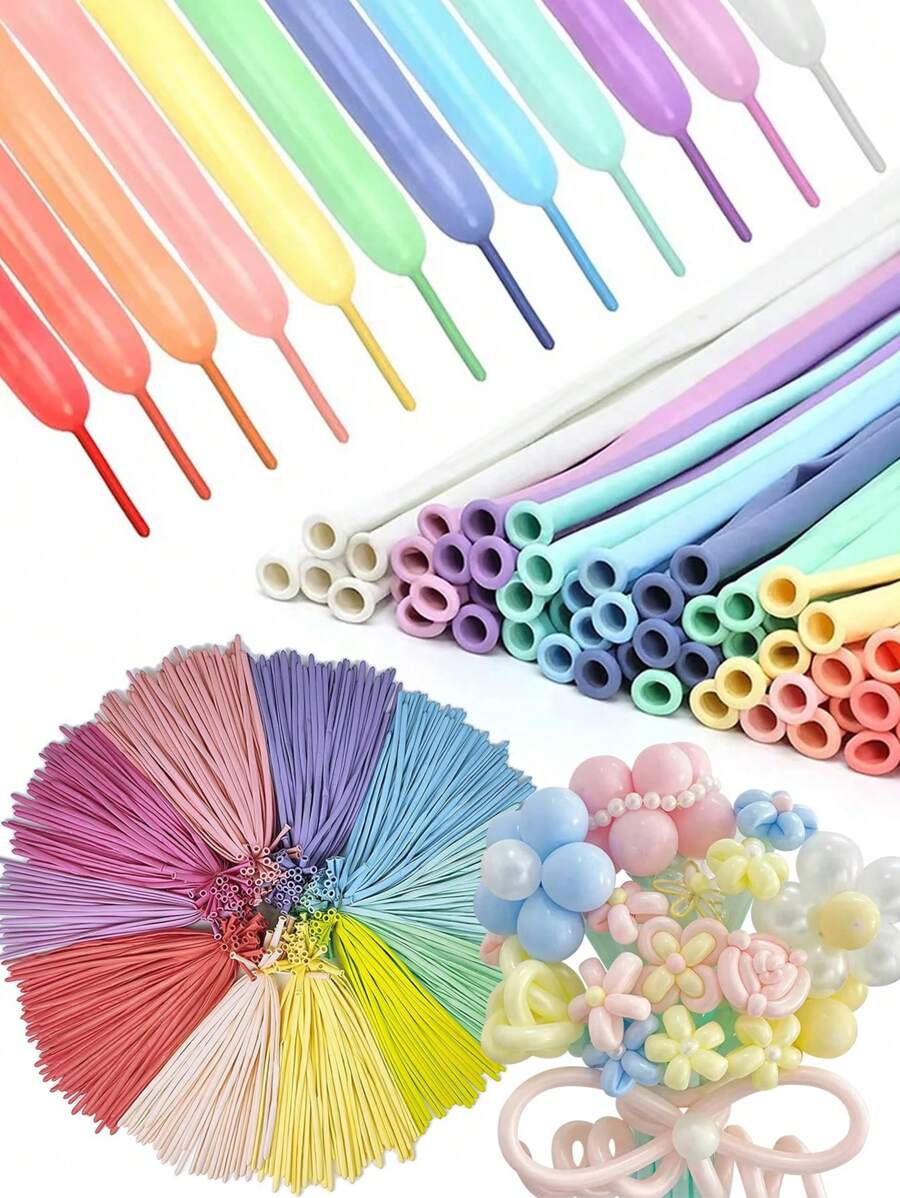 20/50个马卡龙长气球多色扭曲气球DIY造型长魔术气球带免费泵用于婚礼情人节生日节日派对装饰