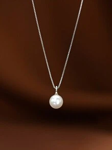 1pc Elegant Pearl Necklace, Gold-Plated Chain, Suitable For Daily Wear And Special Occasions, Perfect Holiday Gift For Women, Fashionable And Sexy Jewelry - Multicolor - View 12
