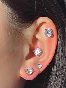 Sparkling Crystal Stud Earrings With Magnetic Closure - Hypoallergenic And Easy To Wear - 4/5/6/7/8 Mm Size, Unisex - Stylish Fake Gauges Jewelry For Daily Charm, Holiday Gift, Valentine's Day Gift,Mom,Mother,Mother's Day,Gift - Round - View 10