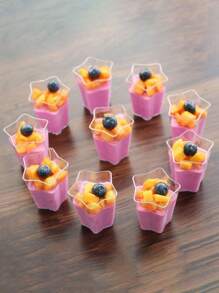 10个/20个一次性塑料创意迷你星形慕斯杯布丁杯提拉米苏杯果冻甜品杯无盖