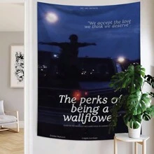1 tấm thảm in họa tiết The Perks Of Being A Wallflower, đồ trang trí tường bằng vải polyester treo cho phòng khách, phòng ngủ, văn phòng, trang trí nhà cửa, tiệc tùng, vải treo tường hình chữ nhật cho nhà bếp có rèm, đi kèm 3 đinh treo tường và 2 kẹp, thảm treo tường - Nhiều màu - Xem 7
