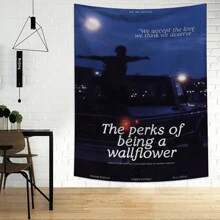 1 tấm thảm in họa tiết The Perks Of Being A Wallflower, đồ trang trí tường bằng vải polyester treo cho phòng khách, phòng ngủ, văn phòng, trang trí nhà cửa, tiệc tùng, vải treo tường hình chữ nhật cho nhà bếp có rèm, đi kèm 3 đinh treo tường và 2 kẹp, thảm treo tường - Nhiều màu - Xem 3