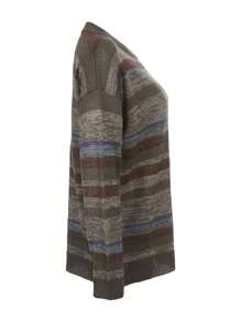 Women Sweater, Vintage Long Sleeve Crew Neck Striped Knit Pullover Tops For Casual Daily - Xám - Xem 5