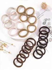 24pcs/Set Coffee Ombre Elastic Hair Tie For Women, Simple And Elegant Style With High Stretch And No Trace Casual,Woman Head Accessories, Woman Hair Accessories Hair Ties Ponytail Holders Hair Elastics Hair Rubber Bands Scrunchies Hair Rope, Hair Bobbles Gym Beauty Makeup Woman Accessories Elastic Band - Coffee Brown - View 3