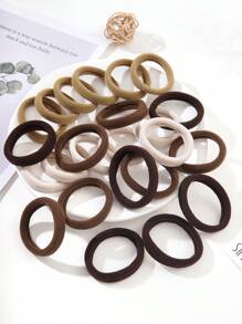 24pcs/Set Coffee Ombre Elastic Hair Tie For Women, Simple And Elegant Style With High Stretch And No Trace Casual,Woman Head Accessories, Woman Hair Accessories Hair Ties Ponytail Holders Hair Elastics Hair Rubber Bands Scrunchies Hair Rope, Hair Bobbles Gym Beauty Makeup Woman Accessories Elastic Band - Coffee Brown - View 2