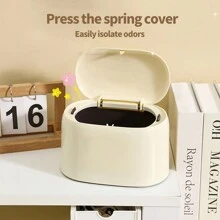 1 件装桌面迷你垃圾桶，按压盖双层办公室家用桌面小纸篓，塑料垃圾箱