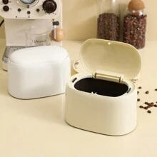 1 件装桌面迷你垃圾桶，按压盖双层办公室家用桌面小纸篓，塑料垃圾箱