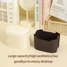 1 件装桌面迷你垃圾桶，按压盖双层办公室家用桌面小纸篓，塑料垃圾箱