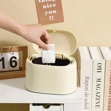 1 件装桌面迷你垃圾桶，按压盖双层办公室家用桌面小纸篓，塑料垃圾箱