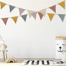 1 件节日三角旗旗帜，涤纶面料可重复使用，多色花环三角彩旗，适用于通用节日室内外波西米亚风装饰、生日派对用品、婚礼新娘送礼会 - 彩色 - 查看 6