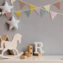 1 件节日三角旗旗帜，涤纶面料可重复使用，多色花环三角彩旗，适用于通用节日室内外波西米亚风装饰、生日派对用品、婚礼新娘送礼会 - 彩色 - 查看 7