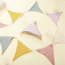 1 件节日三角旗旗帜，涤纶面料可重复使用，多色花环三角彩旗，适用于通用节日室内外波西米亚风装饰、生日派对用品、婚礼新娘送礼会 - 彩色 - 查看 3