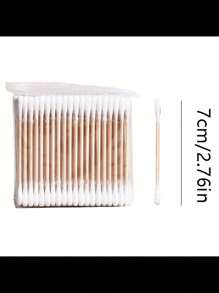 1/2pcs Acrylic Qtip Holder With Bamboo Lid, Clear Small Swab Dispenser, Plastic Ear Stick Swabs Holder, Toothpick Storage Container, Bathroom Countertop Decorative Storage Organizer - Multicolor - View 12