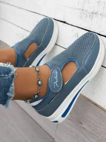 Zapatillas deportivas cruzadas platform de malla para mujer, tacón bajo y fondo plano,nuevas zapatillas casuales de primavera para mujeres,  boca profunda, gruesas y antideslizantes