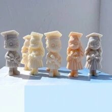 Small Size Graduation Girl Boy Figurine Silicone Candle Mold Female Graduate Statue Silicone Molds Graduation Gift - Pink - View 5