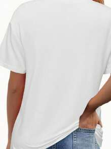 Stylish Printed T-Shirt - Versatile, Easy To Maintain And Comfortable, Women's Casual All Season T-Shirt - 白色 - 查看 2