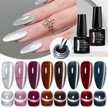 Valentines Cat Eye Gel Nail Polish Set, 7ml Moonlight Magnetic Cateye Gel Polish, Autumn Winter Jelly Maillard Color Cateye Gel With Magnet Stick Included, Semi Permanent UV Gel Soak Off Nail Art Varnish For Valentines Decor Manicure Kit With Box Nail Art DIY Gift For Women - 彩色 - 查看 6