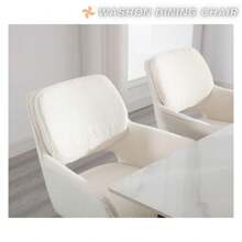 WAHSON OFFICE CHAIRS 2PCS Wahson Dining Chair Dining Chair With Armrests Backrest Swivel Kitchen Chair Comfortable Living Room Chair With Metal Legs, Faux Fur, White - White - View 7