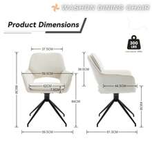 WAHSON OFFICE CHAIRS 2PCS Wahson Dining Chair Dining Chair With Armrests Backrest Swivel Kitchen Chair Comfortable Living Room Chair With Metal Legs, Faux Fur, White - White - View 2