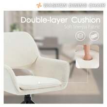 WAHSON OFFICE CHAIRS 2PCS Wahson Dining Chair Dining Chair With Armrests Backrest Swivel Kitchen Chair Comfortable Living Room Chair With Metal Legs, Faux Fur, White - White - View 4