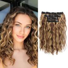 Hair Extension 4pcs Clip In Hair Extension 12" Short Curly Wavy Beige Hair Extension Invisible Lace Weft Female Natural Soft Wig, Halloween - Multicolor - View 11