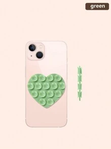 1pc Double-Sided Heart-Shaped Silicone Suction Cup, Washable Phone Silicone Suction Cup, Anti-Slip Fixed Suction Cup Phone Holder Compatible With IPhone, Android Phone, Gift For Birthday, Family, Friends Phone Stand, Phone Accessories