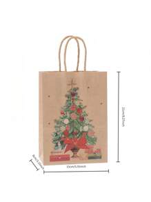 4 piezas/12 piezas Bolsas de regalo de Navidad de papel kraft, bolsas de regalo de Navidad, bolsas de tela de Navidad, bolsas de regalo para fiestas navideñas con asas, adecuadas para celebraciones de Navidad, decoración navideña, decoración de Navidad