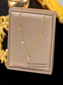 水滴形不锈钢项链，轻巧，奢华简约设计，用途广泛且抗锈蚀，韩式/日式风格 - 金色 - 查看 4